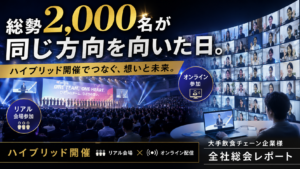 総勢2000名参加のハイブリッド社内表彰式。使用PCの数も50台超え。圧倒的なスケールで開催！